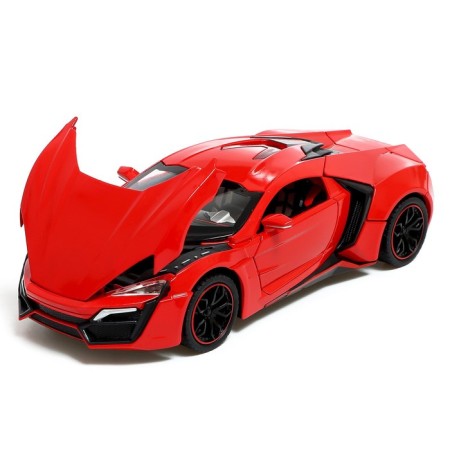 Metal machine, 1:24, inertial, doors, hood, trunk, red color are opened-6