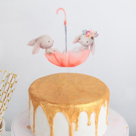 Topper for the Cake "Rabbits in the Umbrella"
