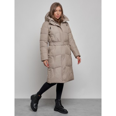 Coat insulated winter female, size 44, color light brown-2