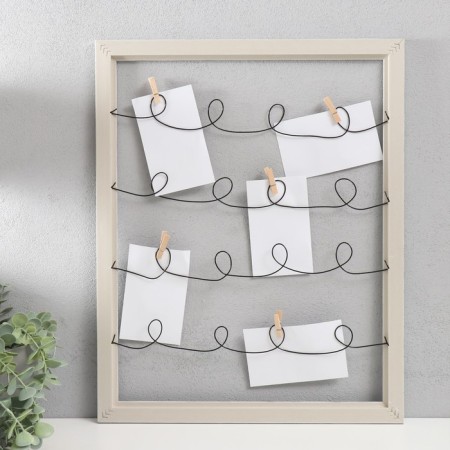 Photo frame plastic in 5 photos "Funny curls" with clothespins, white 50x40 cm-2