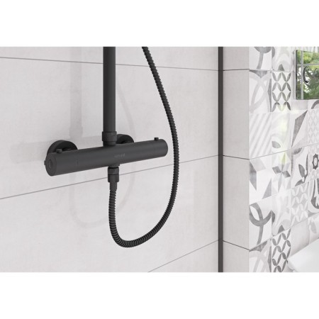 The shower system Cersanit Brasko Black A63112, thermostat., Shower 3 dir., Hose 150 mm, black-8