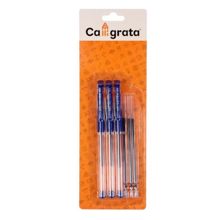 Set of gel pens, 0.5 mm, 3 pieces + 3 blue rod