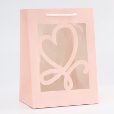 Gift package with a curly window, 18 x 13 x 25 cm, pink