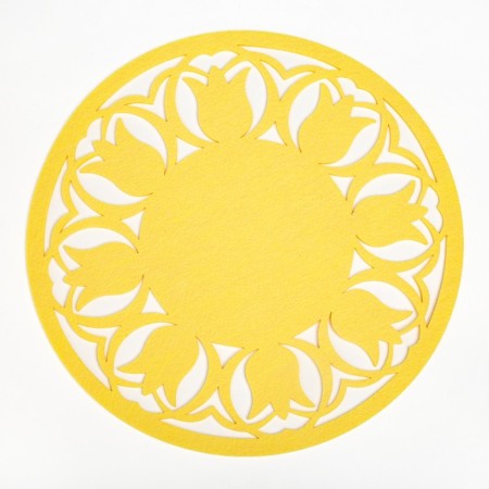 Napkin Decorative shade "Tulips" Color yellow, D 30 cm, 100% p/e, felt-1