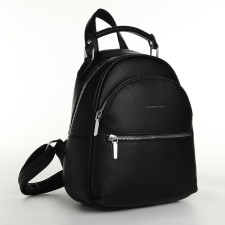 City backpack on a zipper, black color