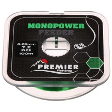 Premier Fishing Monopower Feeder, diameter 0.28 mm, test 7.2 kg, 100 m, green