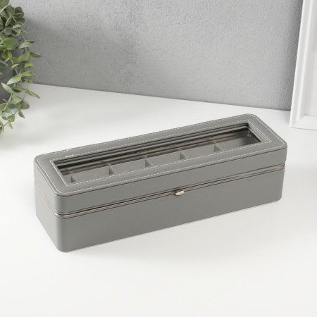 The casket to the leatherette to the clock 6 "gray" branches 9.5x30.5x8 cm