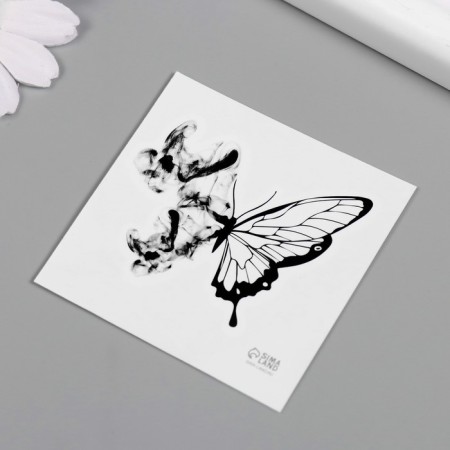 Tattoo on the body Black "black butterfly" 6x6 cm-4
