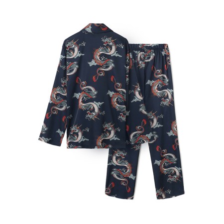 Pajama male (shirt and trousers) kaftan "Dragon" size 56, blue-8