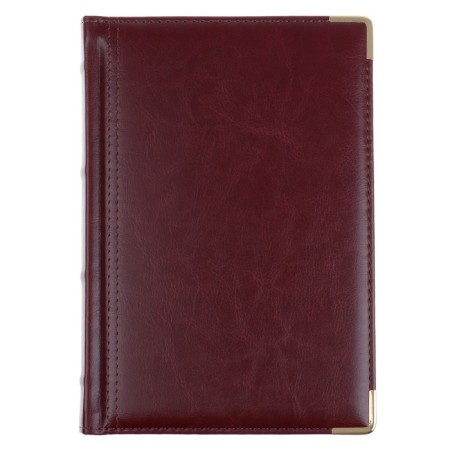 Diary half -dated A5+, 208 BOSS sheets, solid cover, artificial leather, gold cut, brown