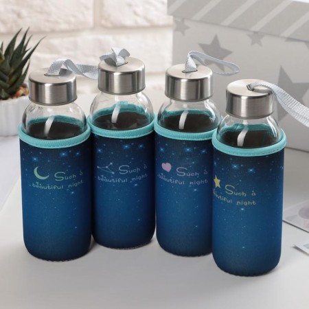 A glass bottle in the case "Star Sky", 300 ml, h = 17 cm, color mix-9
