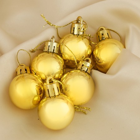 Set of balls plastic D-3 cm, 6 pcs "gloss" gold