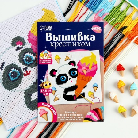 Cross -stitching "Sweet Panda", a set for creativity, 15 x 15 cm-1
