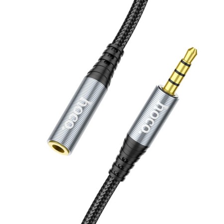 Hoco UPA20, Jack 3.5 mm (M) cable - jack 3.5 mm (F), 2 m, nylon, gray-4
