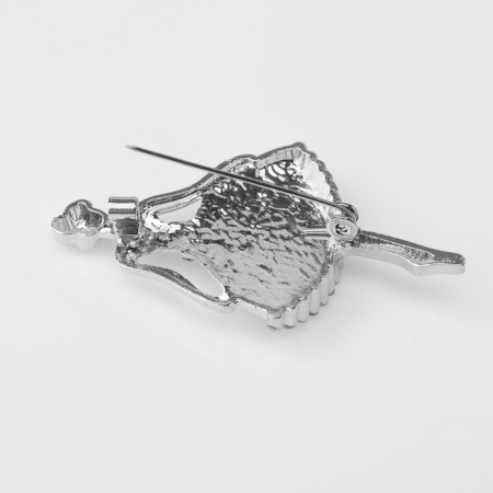 Brooch "Ballerina" feminine, white color in silver-2