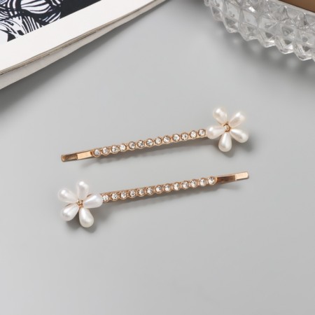 Invisible hair "Gloria" (set 2 pcs) flower, 6 cm, gold