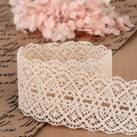 Knitted lace, 45 mm × 10 ± 1 m, beige color-2