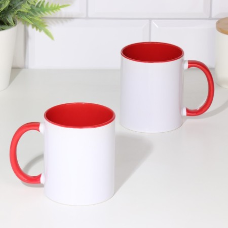 Sublimation mug and applying ceramics white, inside the red standard 320ml