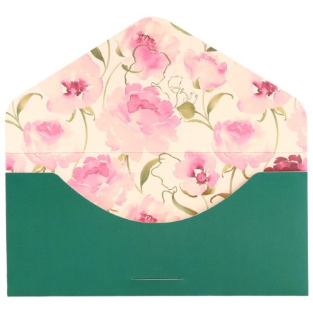 Envenue for money "for the most beautiful!" peonies, embossing, 19 x 9 cm-2