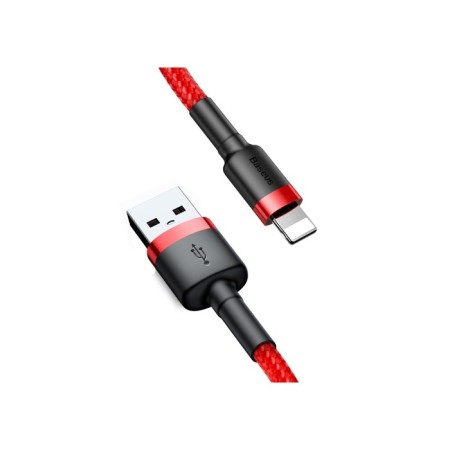 Baseus cable, Lightning - USB, 2.4 A, PVC braid, 1 m, black and red-1