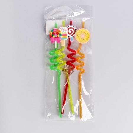 Tubes for cocktail "Yummy", set, 4 pcs, color mix-1