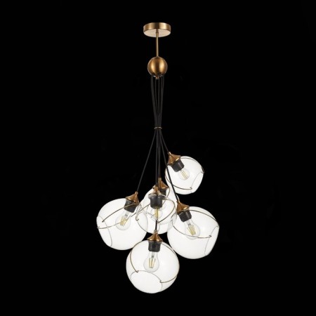 Suspended EVOLUCE lamp. Sle103103-06. Satturo. 6x60 watts, E27, 35x35 cm, golden color-3