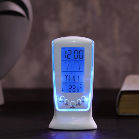 Alarm clock Luazon LB-02 "Obelisk", clock, date, temperature, backlight, white
