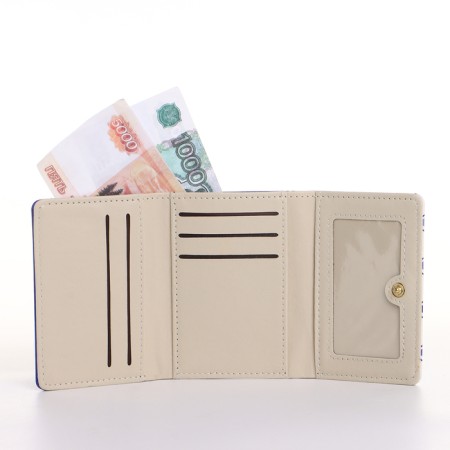 Women's wallet on the button, blue color-4