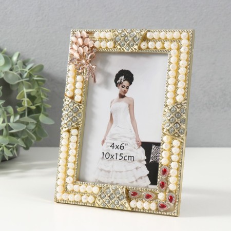 Photo frame 3082 10x15 cm "Pearls" plastic, col. gold-1