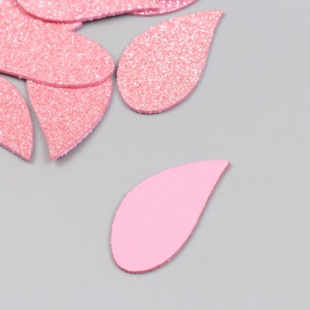 Decor "drop" pink 5x2.5 cm foom glitter (set 12 pcs)-1