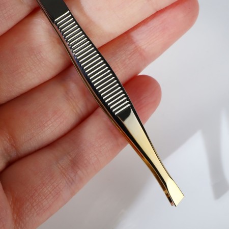 Pinzet beast, wide, 9 cm, silver/golden color, RU-0142-5