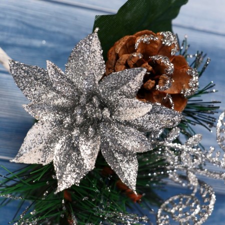 Decor "Winter Dreams" Silver Flower, 18 cm-1