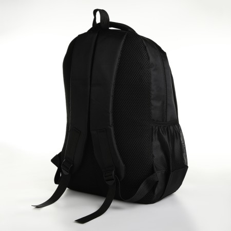 Youth backpack with a zipper, 4 pockets, black/green color-3