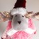 Interior doll "Losik in a skirt in a cage, in a pink vest-grass" 53x13x18 cm