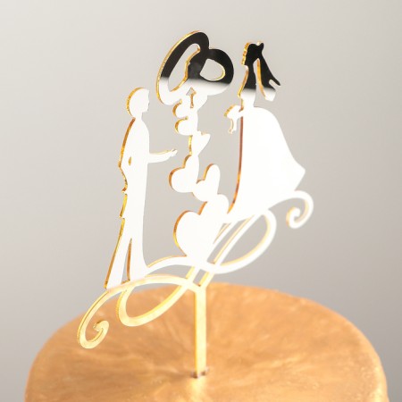 Topper for the Cake "Wedding Rings", 13 × 18 cm, color gold-3