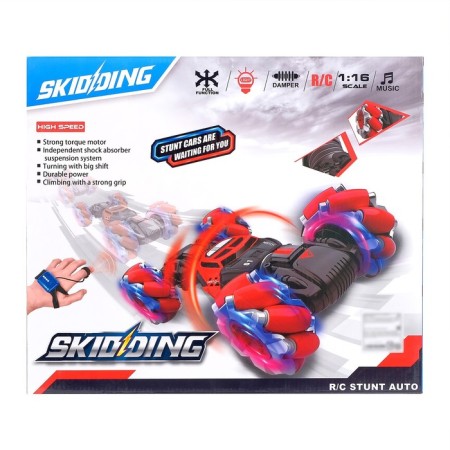Hyper Skidding car with gesture control, light, scale 1:16, blue color.-11