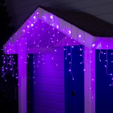 Garland "fringe" 4 × 0.6 m, IP44, transparent thread, 180 LED, purple glow, 8 modes, 220 V