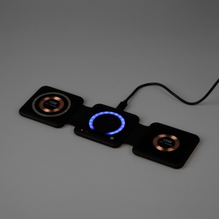 Wireless charging 3 in 1 h39, 15 W, backlight, support magsafe, folding, glass, black-10