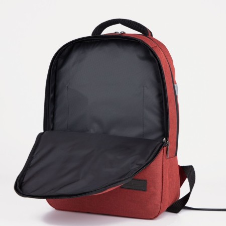 A backpack with a zipper, "saxi", outer pocket, red color-5