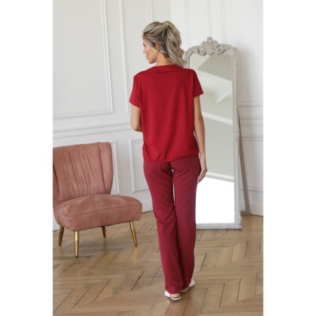 Female trousers, size 48, burgundy color-7