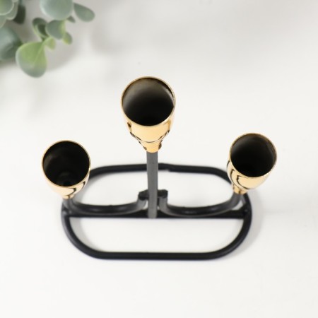 Summary Metal for 3 candles of "Singer" black with gold 16.5x5.8x22.8 cm-4
