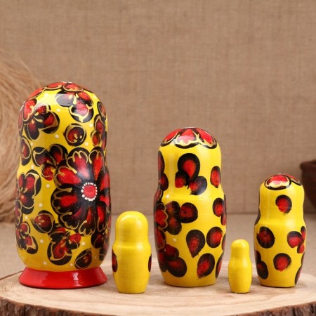 Matryoshka "Chamomile", yellow, 5-doll, 19 cm-3