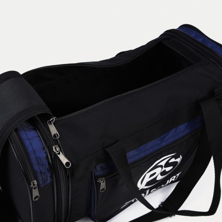 Sports bag with lightning, with an increase, 3 outer pockets, a long belt, black/blue color-3