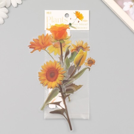 Plastic stickers "Flowers and quotes. Yellow" set 12 pcs 8.5x21.5x0.2 cm-3