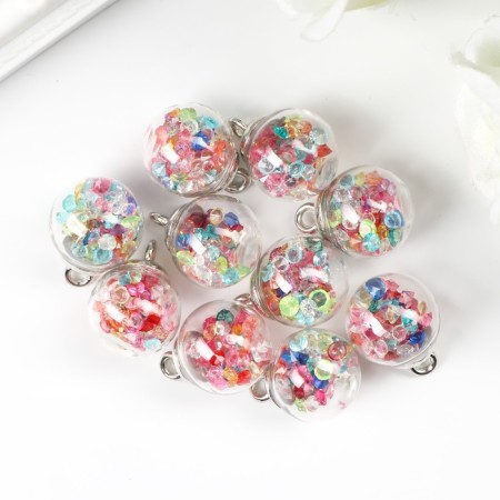 Suspension decorative for creativity glass "ball - pebbles" multi -colored d = 1.6 cm set 10 pcs