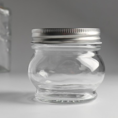 Bank for candles glass with a “rounded” lid is a transparent 200 ml 7x7x7 cm-1