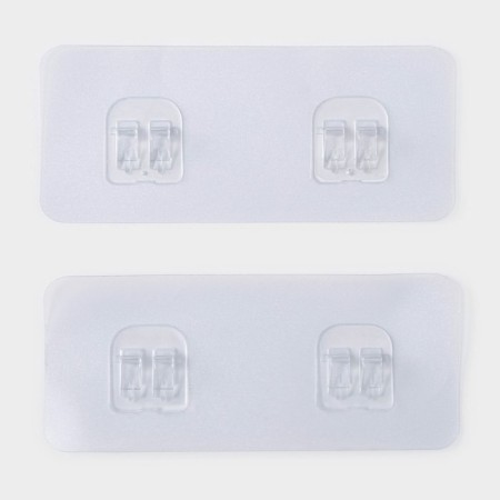 Double hook self -adhesive for rods, transparent base, 14x6 cm, 2 pcs-2