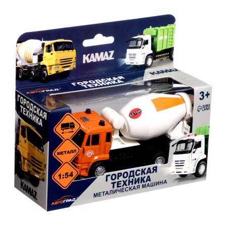 Metal truck "KAMAZ. Concrete mixer ", 1:54, inertial, white color-4