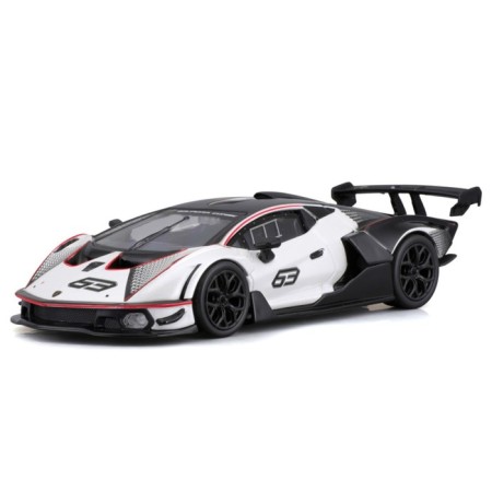Racing machine BBURAGO LAMBORGHINI Essenza SCV12, DIE-CAST, 1:32, Black and white color