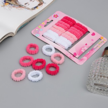Hair elastic band "Trick" (set 24 pcs) white pink-1
